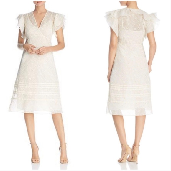 New Tory Burch Susanna Flutter Sleeve Midi Dress In Daisy - Picture 1 of 6